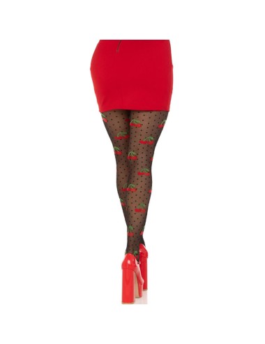LEG AVENUE - BLACK CHERRY MOLES STOCKINGS