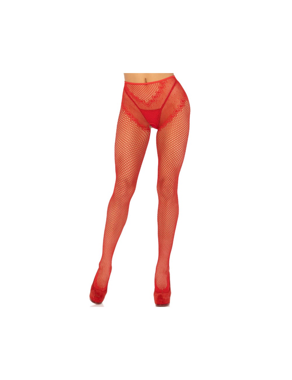 LEG AVENUE - CROTCHLESS FISHNET STOCKINGS RED LEG AVENUE - CROTCHLESS FISHNET STOCKINGS RED
