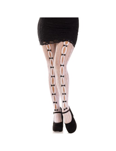 LEG AVENUE - STOCKINGS WITH OPENINGS HEART & BOWS WHITE