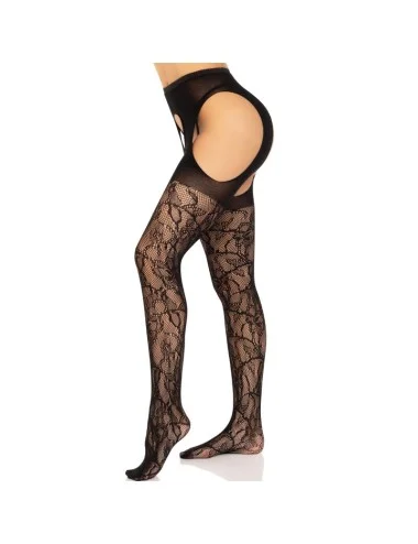 LEG AVENUE - LACE GARTER STOCKINGS BLACK