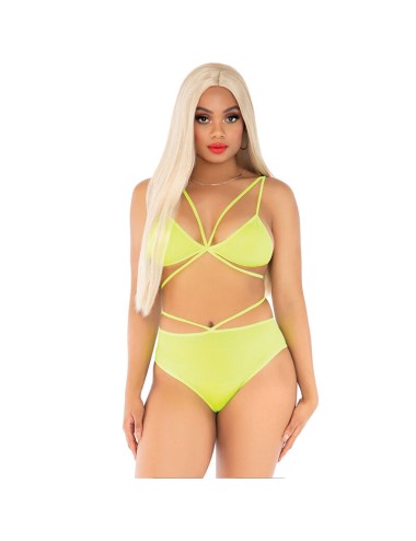 LEG AVENUE - TOP & PANTIES YELLOW WITH STRAPS