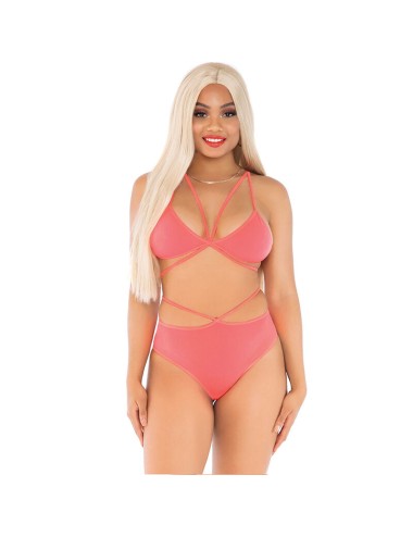 LEG AVENUE - TOP & PANTIES CORAL WITH STRAPS
