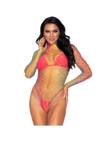 LEG AVENUE - MULTICOLOR LONG SLEEVE NET BODYSUIT