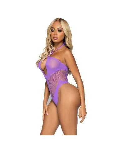 LEG AVENUE - OPEN & CROSSED NECKLINE BODYSUIT VIOLET