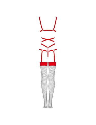 LIVCO CORSETTI FASHION - THIARA LC 20213 SET BODY + STOCKINGS RED L/XL