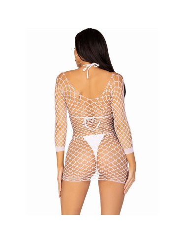 LEG AVENUE - LONG SLEEVE NET DRESS WHITE ONE SIZE