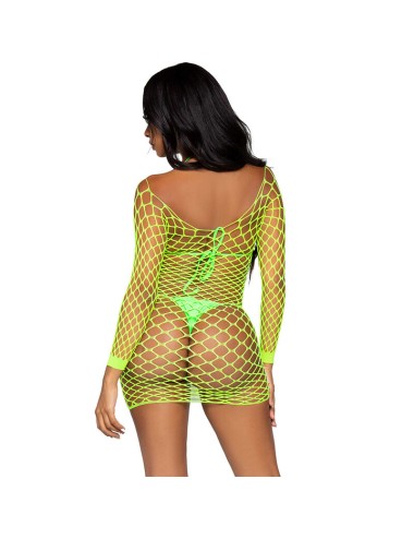 LEG AVENUE - LONG SLEEVE NET DRESS GREEN ONE SIZE