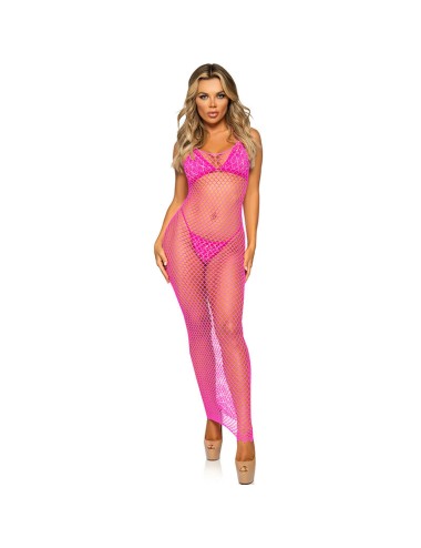 LEG AVENUE - LONG NET DRESS FUCHSIA ONE SIZE