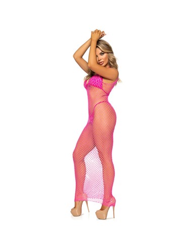 LEG AVENUE - LONG NET DRESS FUCHSIA ONE SIZE