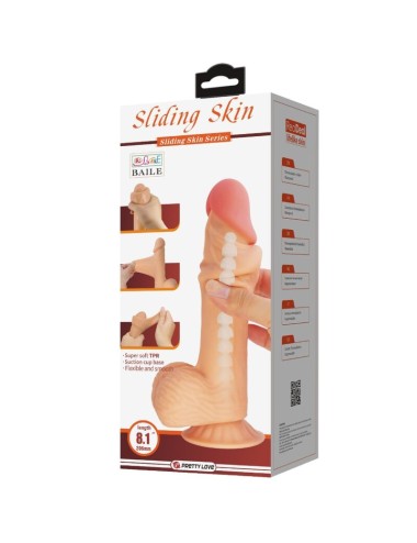 PRETTY LOVE - SLIDING SKIN SERIES REALISTIC DILDO WITH SLIDING SKIN SUCTION CUP 20.6 CM