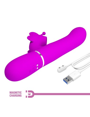 PRETTY LOVE - MULTIFUNCTION RABBIT VIBRATOR 4 IN 1 BUTTERFLY FUCHSIA