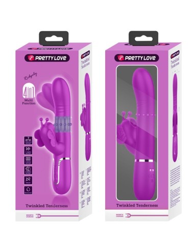 PRETTY LOVE - MULTIFUNCTION RABBIT VIBRATOR 4 IN 1 BUTTERFLY FUCHSIA