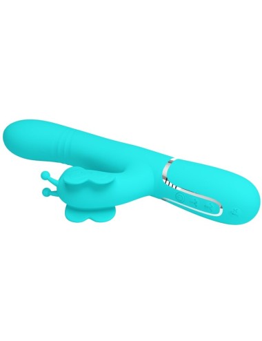 PRETTY LOVE - MULTIFUNCTION RABBIT VIBRATOR 4 IN 1 BUTTERFLY AQUA GREEN
