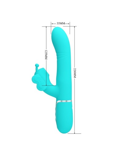 PRETTY LOVE - MULTIFUNCTION RABBIT VIBRATOR 4 IN 1 BUTTERFLY AQUA GREEN