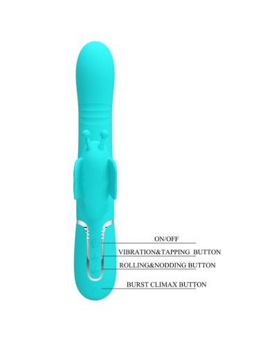 PRETTY LOVE - MULTIFUNCTION RABBIT VIBRATOR 4 IN 1 BUTTERFLY AQUA GREEN