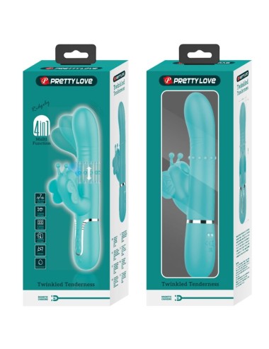 PRETTY LOVE - MULTIFUNCTION RABBIT VIBRATOR 4 IN 1 BUTTERFLY AQUA GREEN