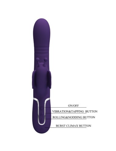 PRETTY LOVE - MULTIFUNCTION RABBIT VIBRATOR 4 IN 1 BUTTERFLY PURPLE