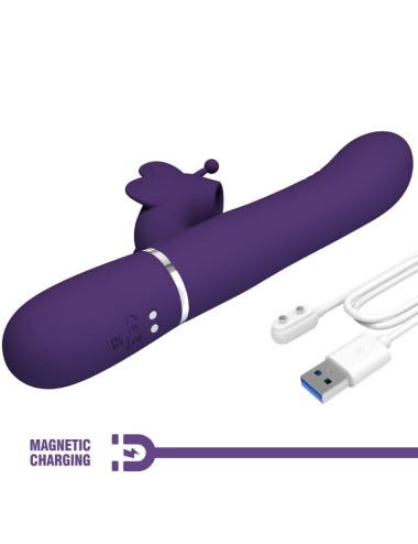 PRETTY LOVE - MULTIFUNCTION RABBIT VIBRATOR 4 IN 1 BUTTERFLY PURPLE