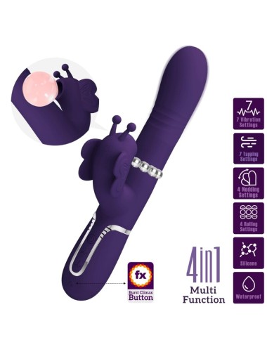 PRETTY LOVE - MULTIFUNCTION RABBIT VIBRATOR 4 IN 1 BUTTERFLY PURPLE