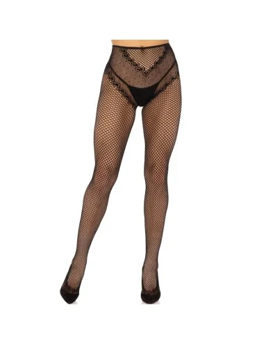 LEG AVENUE - CROTCHLESS FISHNET STOCKINGS BLACK