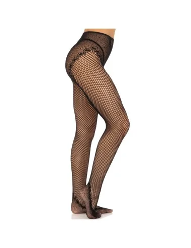 LEG AVENUE - CROTCHLESS FISHNET STOCKINGS BLACK