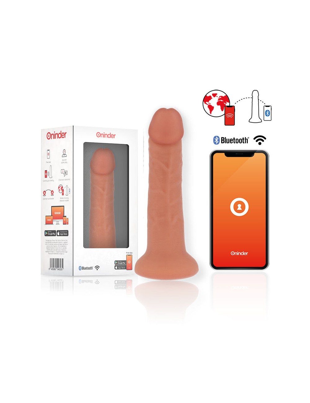 ONINDER - SMALL BOGOTÁ VIBRATOR DILDO 9 SPEEDS NATURAL 22 CM -O- 4.5 CM - FREE APP