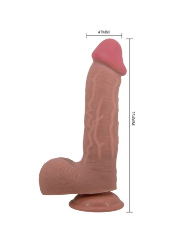 PRETTY LOVE - SLIDING SKIN SERIES REALISTIC DILDO WITH SLIDING SKIN SUCTION CUP BROWN 23.4 CM