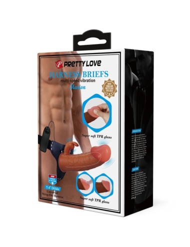 PRETTY LOVE - MARION HARNESS UNIVERSAL BRIEFS WITH VIBRATION DILDO 19 CM BROWN