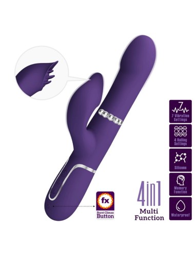 PRETTY LOVE - ZALIN RABBIT VIBRATOR PEARLS 4 IN 1 PURPLE