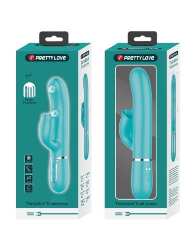 PRETTY LOVE - RABBIT VIBRATOR WITH LICKING AQUA GREEN