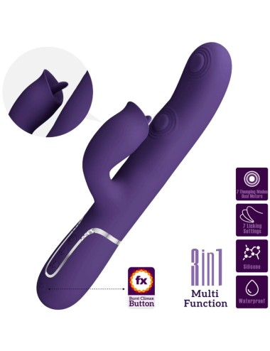 PRETTY LOVE - RABBIT VIBRATOR WITH LICKING PURPLE