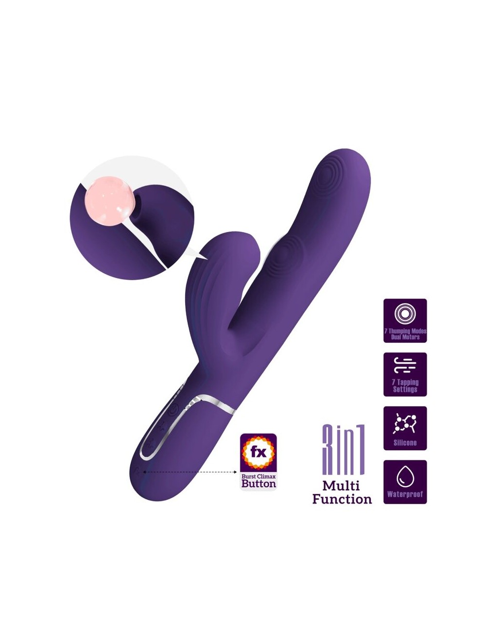PRETTY LOVE - PERLITA G-SPOT VIBRATOR 3 IN 1 MULTIFUNCTION PURPLE