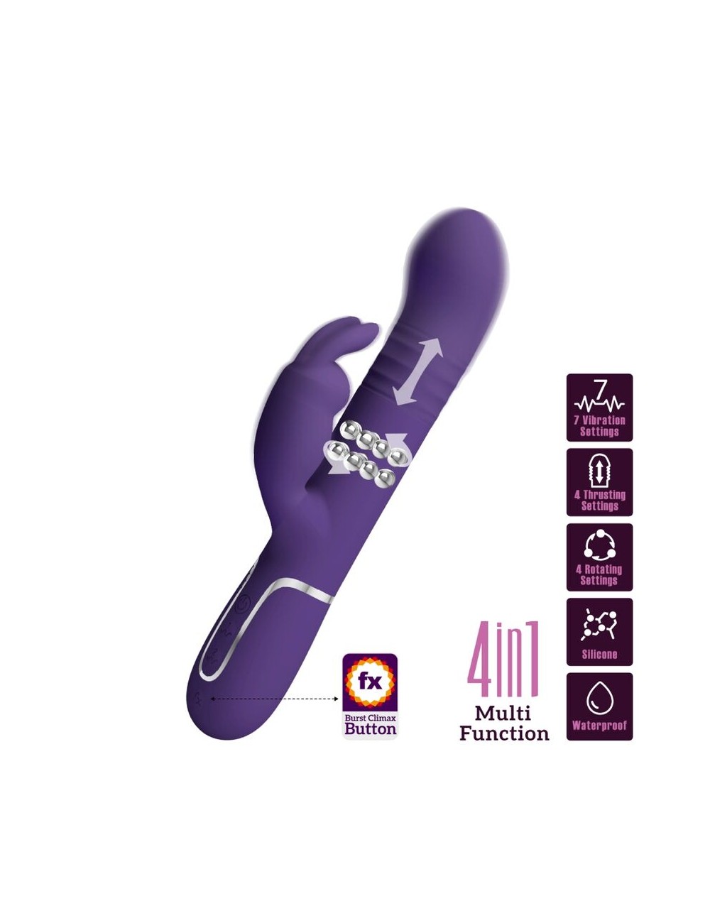 PRETTY LOVE - COALE RABBIT VIBRATOR 4 IN 1 PURPLE PRETTY LOVE - COALE RABBIT VIBRATOR 4 IN 1 PURPLE