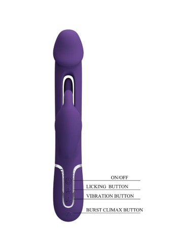 PRETTY LOVE - KAMPAS RABBIT 3 IN 1 MULTIFUNCTION VIBRATOR WITH TONGUE VIOLET