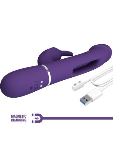 PRETTY LOVE - KAMPAS RABBIT 3 IN 1 MULTIFUNCTION VIBRATOR WITH TONGUE VIOLET