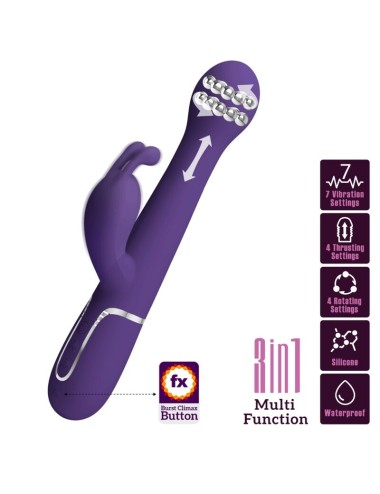 PRETTY LOVE - DEJON RABBIT VIBRATOR 3 IN 1 MULTIFUNCTION PURPLE