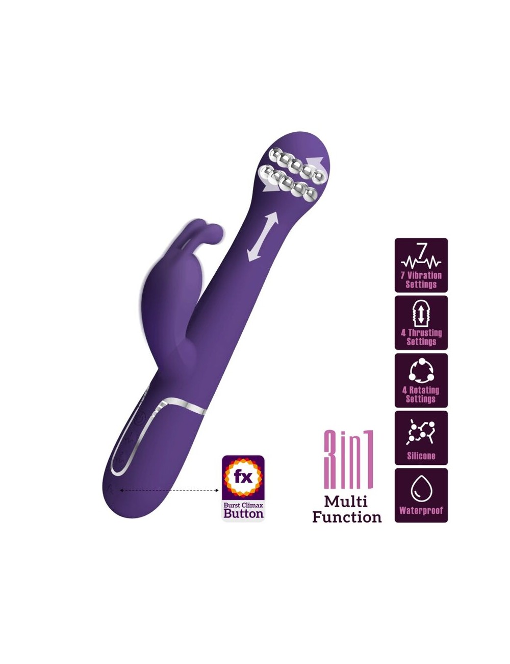 PRETTY LOVE - DEJON RABBIT VIBRATOR 3 IN 1 MULTIFUNCTION PURPLE PRETTY LOVE - DEJON RABBIT VIBRATOR 3 IN 1 MULTIFUNCTION PURPLE