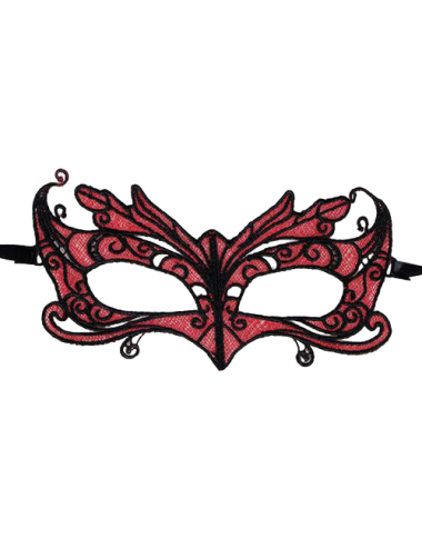 QUEEN LINGERIE - LACE MASK WITH RED DETAILS