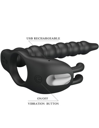 PRETTY LOVE - BLACKNEY PENIS RING WITH BLACK VIBRATOR PLUG