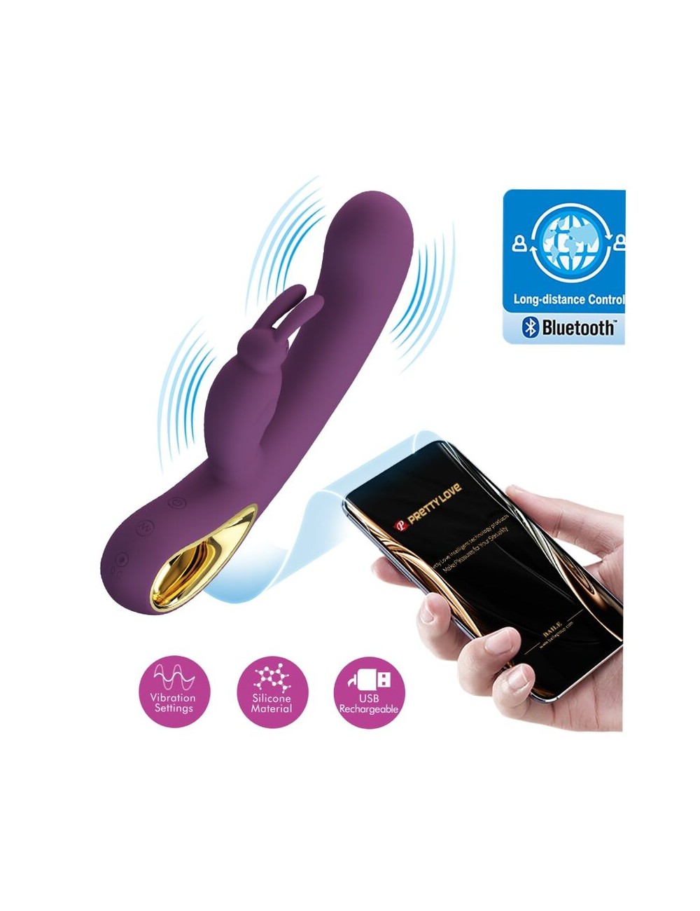 PRETTY LOVE - LIAM RABBIT VIBRATOR & G SPOT STIMULATOR PURPLE