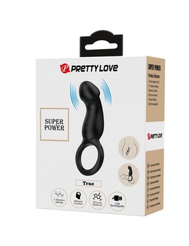 PRETTY LOVE - TRAE VIBRATING BLACK RING WITH STIMULATOR