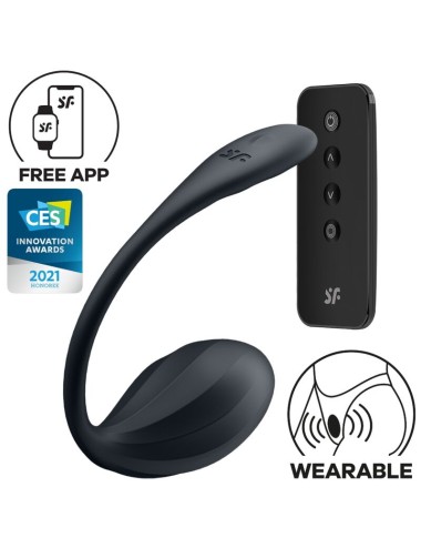 SATISFYER - RIBBED PETAL G POINT STIMULATOR REMOTE CONTROL BLACK FREE APP