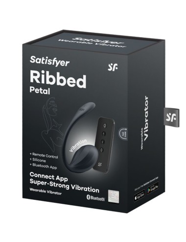 SATISFYER - RIBBED PETAL G POINT STIMULATOR REMOTE CONTROL BLACK FREE APP