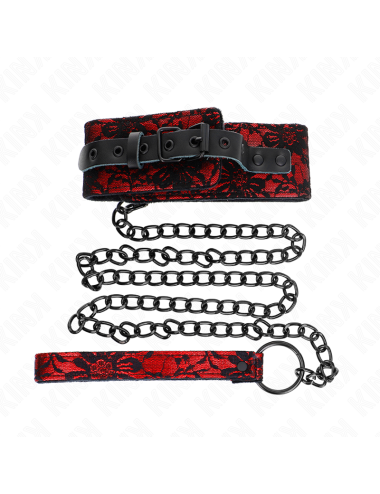 KINK - LACE NECKLACE WITH BELT WITH REAL LEATHER BELT 105 CM / 44 X 5.5 CM