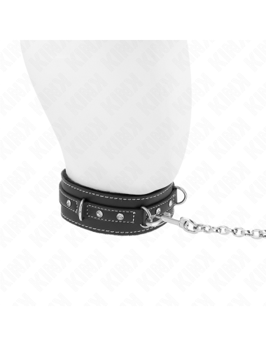KINK - PVC LEATHER NECKLACE WITH BELT 105 CM RHINESTONE RIVET 41.5 X 4 CM