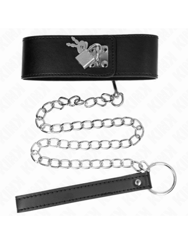 KINK - NECKLACE WITH BELT 65 CM WITH WIDE BLACK STRAP ADJUSTABLE 33.5-41 CM X 5 CM