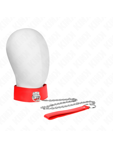 KINK - NECKLACE WITH BELT 65 CM WITH WIDE RED STRAP ADJUSTABLE 33.5-41 CM X 5 CM