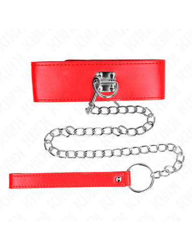 KINK - NECKLACE WITH BELT 65 CM WITH WIDE RED STRAP ADJUSTABLE 33.5-41 CM X 5 CM