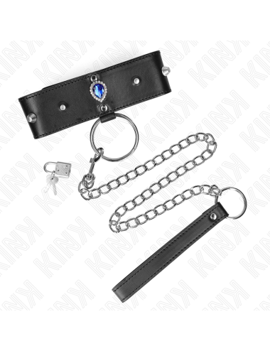 KINK - NECKLACE 65 CM WITH STRAP WITH BLUE DIAMONDS ADJUSTABLE 36-43 CM X 5 CM
