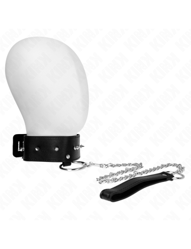 KINK - NECKLACE 65 CM WITH LEASH WITH SILVER STUDS MODEL 2 ADJUSTABLE 36-43 CM X 5 CM